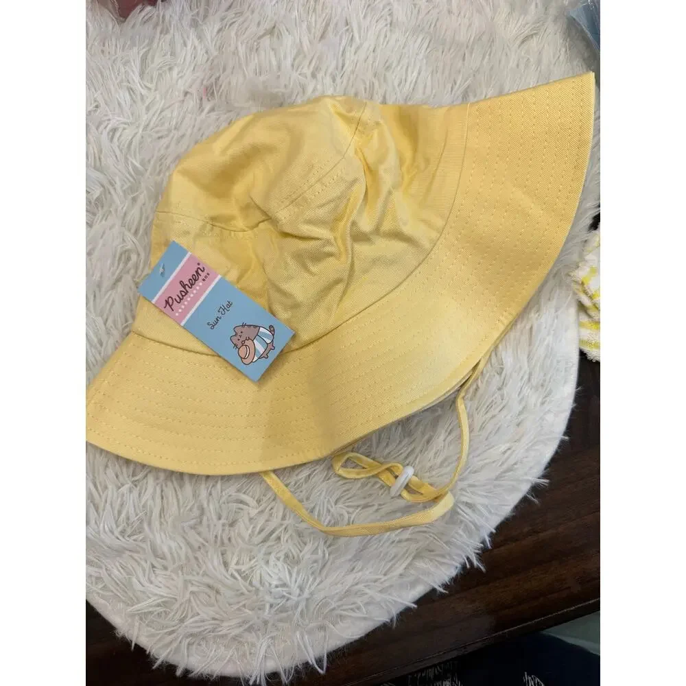 Pusheen yellow bucket hat adjustable strap embroidered design limited edition